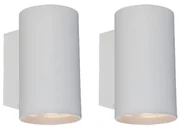 Set van 2 Moderne wandlampen wit rond 2-lichts - Sandy Binnenverlichting Lamp