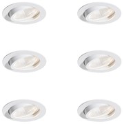 Set van 6 inbouwspots wit 9,5cm incl. LED 1300 lm dimbaar IP23 - Gaius