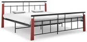 vidaXL Bedframe metaal en massief eikenhout 180x200 cm