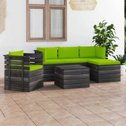 vidaXL 6-delige Loungeset met kussens pallet massief grenenhout