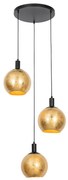 Design hanglamp zwart met goud glas 3-lichts - Bert Design E27 rond Binnenverlichting Lamp