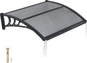 VEVOR luifel voor voordeur 755x1000 mm, aanbouwluifel, dak met afwatering en ABS-beugel, bescherming tegen regen, sneeuw en zon, polycarbonaat deurdak voor veranda en terras, rookgrijs