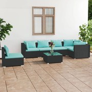 vidaXL 7-delige Loungeset met kussens poly rattan zwart