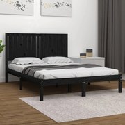 vidaXL Bedframe massief grenenhout zwart 135x190 cm 4FT6 Double