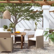 vidaXL Tuinstoelen 4 st met kussens poly rattan beige