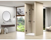 Van Rijn Products ST01 Nisdeur 198.8x69.4cm 8mm helder Clearglas voor nis 70cm zwart beslag ST0110070ZW