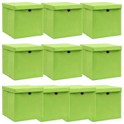 vidaXL Opbergboxen met deksels 10 st 32x32x32 cm stof groen