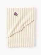 Gestreept rond tafelkleed Melony met geborduurde motieven