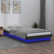 vidaXL Bedframe LED massief hout grijs 90x200 cm