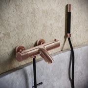 Saniclear Copper Curved Pro thermostatische opbouw badkraan met handdouche geborsteld koper