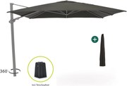+ 15% kassakorting | Parasol Shadowline Austin | Inclusief hoes | Vierkant | 300x300cm | Met draaihendel | Zwart | Kees Smit Tuinmeubelen