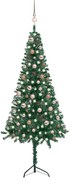 vidaXL Kunstkerstboom met LED's en kerstballen hoek 180 cm PVC groen