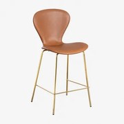 Op Een Hoge Kruk. ↑65 Cm & Goud & Kunstleren Kameel & Polipiel - Sklum