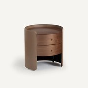 Nachtkastje van notenhout en leer, Firmo