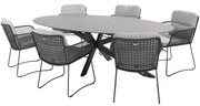 Aprilla Privada dining tuinset 240x113xH75 cm 7 delig slate antraciet hpl 4 Seasons Outdoor