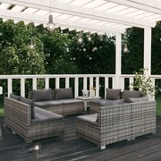 vidaXL 8-delige Loungeset met kussens poly rattan grijs