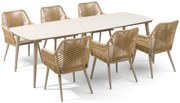 Tuinset 6 personen 240 cm Aluminium/rope Taupe Coco Vedra/Vienna
