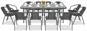 Metalen tuinmeubel Modena/Bergamo voor 12 personen met grote tafel Garden Point antraciet