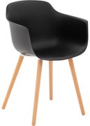 Goossens Eco Stoel Tomar zwart kunststof met armleuning,