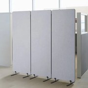 VEVOR Room Divider 3 Panelen Scherm 1840 x 350 x 1655 mm, Opvouwbaar Privacy Scherm & Draagbare Scheidingswand Gemaakt van PET Polyester voor Ruimte Scheiding, voor Kantoor Slaapkamer Studeerkamer, Lichtgrijs