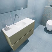 Mondiaz Ada 80cm toiletmeubel army met wastafel talc midden zonder kraangat