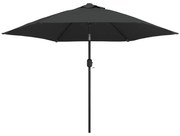 vidaXL Parasol met LED-verlichting en stalen paal 300 cm antraciet