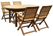 Arona Ovaal uitschuifbare dining tuinset 160-210x100 cm blad 4 cm 5-delig teak