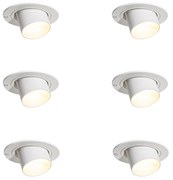 Set van 6 inbouwspots wit GU10 35mm rond kantelbaar - Installa