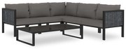 vidaXL 6-delige Loungeset met kussens poly rattan antraciet