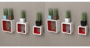 vidaXL Wandplanken kubus 6 st wit en rood