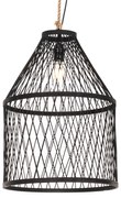 Landelijke buiten hanglamp zwart rotan 40x55 cm - Calamus Landelijk E27 IP44 Buitenverlichting rond