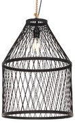 Landelijke buiten hanglamp zwart rotan 40x55 cm - Calamus