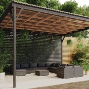 vidaXL 12-delige Loungeset met kussens poly rattan grijs