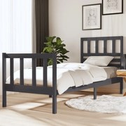 vidaXL Bedframe massief hout grijs 75x190 cm 2FT6 small single