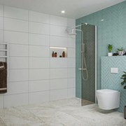 Fortifura Galeria inloopdouche - 50x200cm - rookglas - wandarm - mat wit SW797936/SW797906