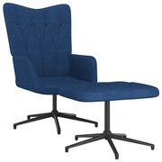 vidaXL Relaxstoel met voetenbank stof blauw