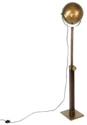 Industriële vloerlamp brons met hout verstelbaar - Haicha Industriele / Industrie / Industrial E27 vierkant Binnenverlichting Lamp