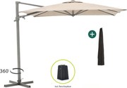 + 10% kassakorting | Parasol Shadowline Francisco | Inclusief hoes | Vierkant | 300x300cm | Met draaihendel | Bruin | Kees Smit Tuinmeubelen
