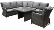 Bilbao premium dining hoek loungeset 5 delig antraciet wicker