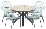 Garden Impressions Ross tuinset 7-delig zacht groen - Tulli tuintafel ovaal 220x115 cm light teak look