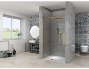 Van Rijn Products ST08 Nis draaideur - 140x200cm - helder glas - dikte 8mm - 2 delig - muurprofiel - stabilisatiestang - Messing ST08300140HESB