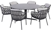 Embrace Calpi dining tuinset 160 cm rond 7 delig rope 4 Seasons Outdoor