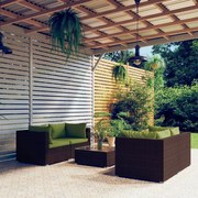 vidaXL 5-delige Loungeset met kussens poly rattan bruin