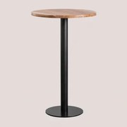 Ronde Hoge Bartafel Van Macchiato Acaciahout Ø70 Cm & Zwart - Sklum
