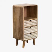 Yulara Mangohouten Nachtkastje Natuurlijk - Wit & 3 Lades - Sklum