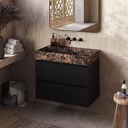 Fontana Dark Emperador badkamermeubel zwart mat 80cm zonder kraangat