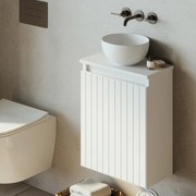 Fontana Bano toiletmeubel ribbelfront mat wit 40x22cm met glans witte waskom