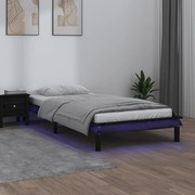 vidaXL Bedframe LED massief hout zwart 75x190 cm 2FT6 Small Single