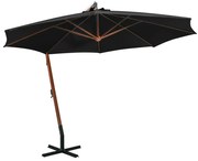 vidaXL 313772  Hanging Parasol with Pole Black 3,5x2,9 m Solid Fir Wood