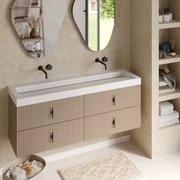 Muebles Estella badmeubel ribbelfront 160cm macchiato met solid surface wastafel zonder kraangaten